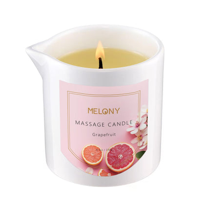 MELONY Luxury Massage Candle – Moisturising Body Oil & Massage Candle, 8.1 oz, Grapefruit