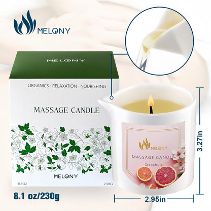 MELONY Luxury Massage Candle – Moisturising Body Oil & Massage Candle, 8.1 oz, Grapefruit