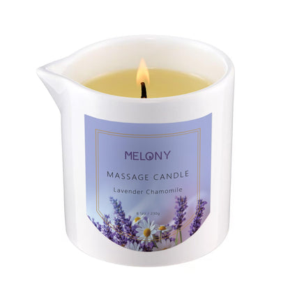 MELONY Luxury Massage Candle – Lavender Chamomile, 8.1OZ | 4-in-1 Moisturising Candle