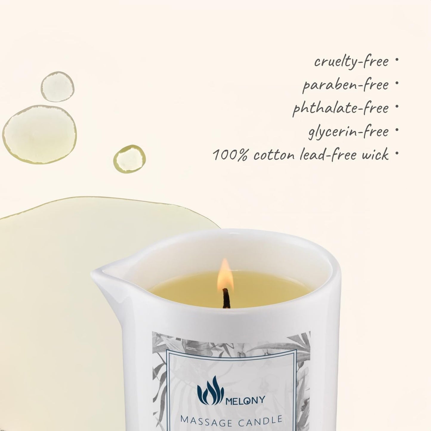 MELONY Massage Candle Oil – Natural Soybean, 8.1 oz, Bamboo Orchid