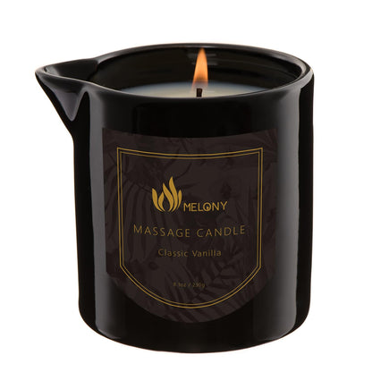 MELONY Massage Oil Candle – Pure Relaxation, 8.1 oz, Classic Vanilla