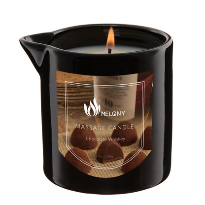 MELONY Massage Oil Candle | 4-in-1 Relaxation | Natural Soy Wax 8.1oz Chocolate Whiskey