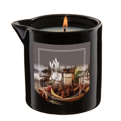 MELONY Massage Oil Candle – 8.1oz Spiced Rum | Natural Soy Wax for Calming & Relaxation