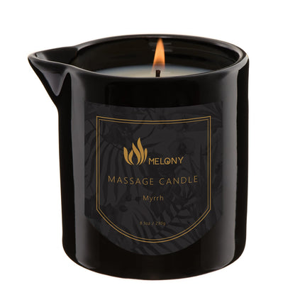 MELONY Massage Oil Candle - 8.1 oz | Pure Relaxation, 4-in-1 Home Spa Candle (Myrrh)
