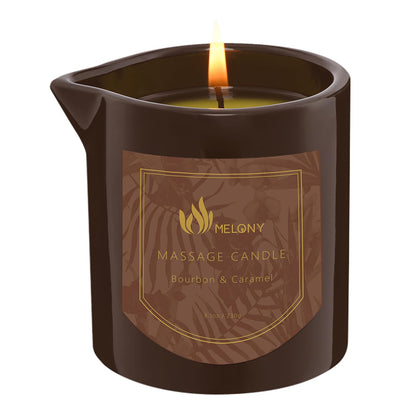 Melony Massage Oil Candle – Bourbon & Caramel, 8.1 oz | Home Spa Gift