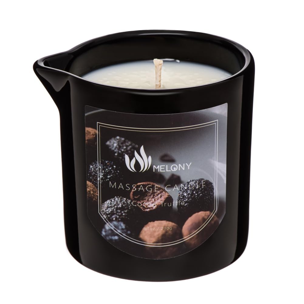MELONY Massage Oil Candle | Natural Soy Wax 8.1oz Cocoa Truffle – Calming & Relaxing