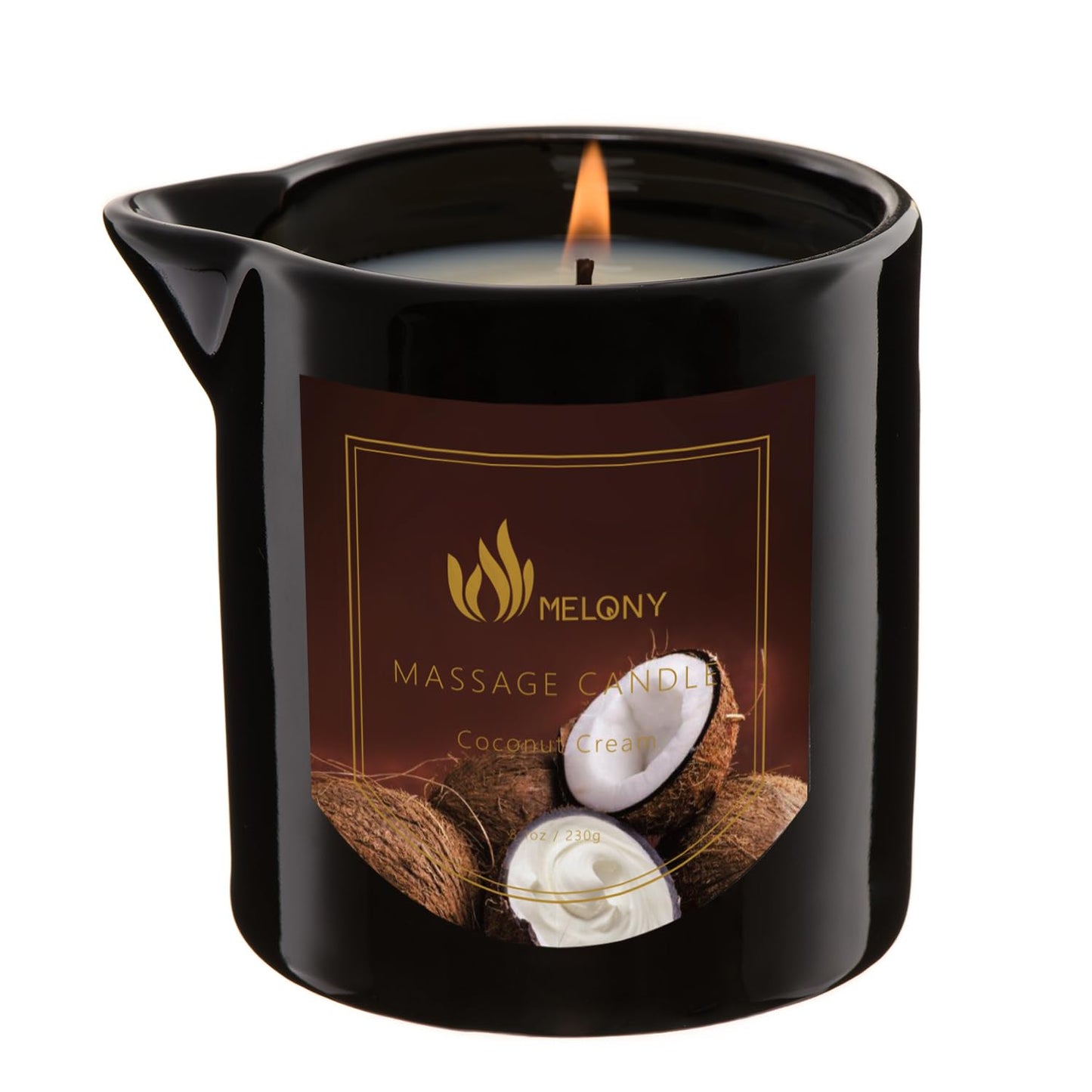 MELONY Massage Oil Candle - 8.1oz Coconut Cream | Natural Soy Wax, Calming & Relaxing