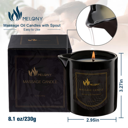 MELONY Massage Oil Candle - 8.1 oz | Pure Relaxation, 4-in-1 Home Spa Candle (Myrrh)