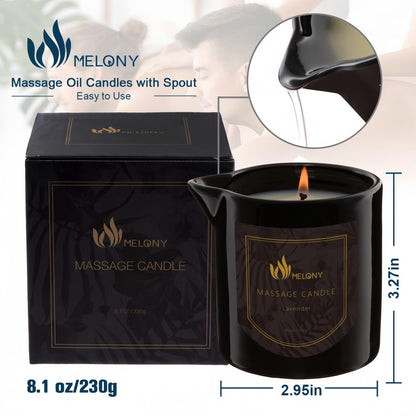 MELONY Massage Oil Candle Lavender – 8.1 oz | Home Spa, Pure Relaxation & Gift for Women & Men