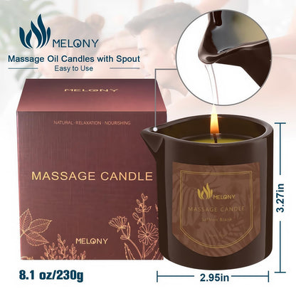 MELONY Massage Oil Candle – 8.1 oz, Saffron Blaze | Pure Relaxation