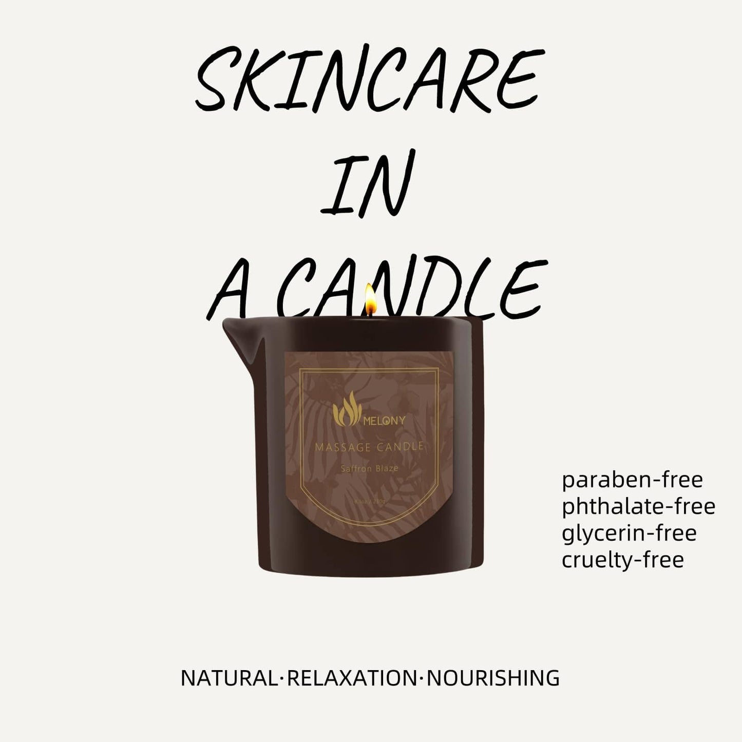 MELONY Massage Oil Candle – 8.1 oz, Saffron Blaze | Pure Relaxation