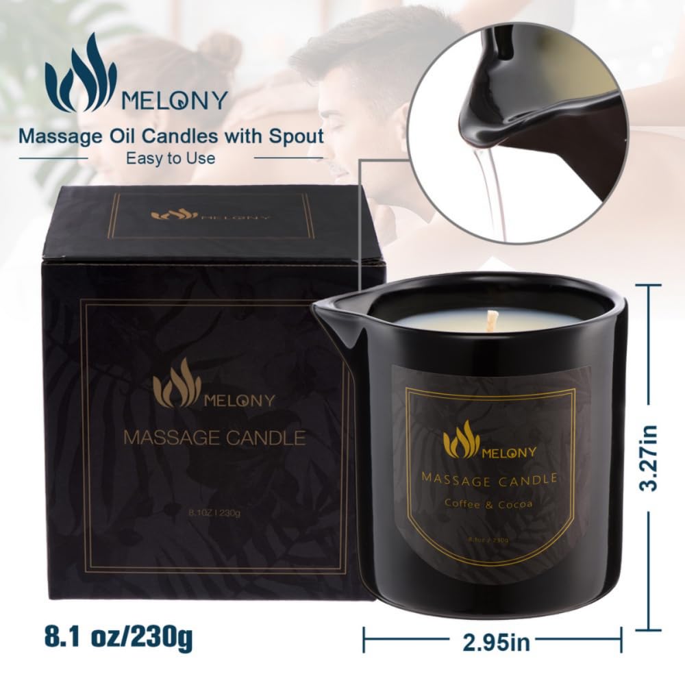 MELONY Massage Oil Candle for Pure Relaxation - 8.1 oz | Home Spa Gift