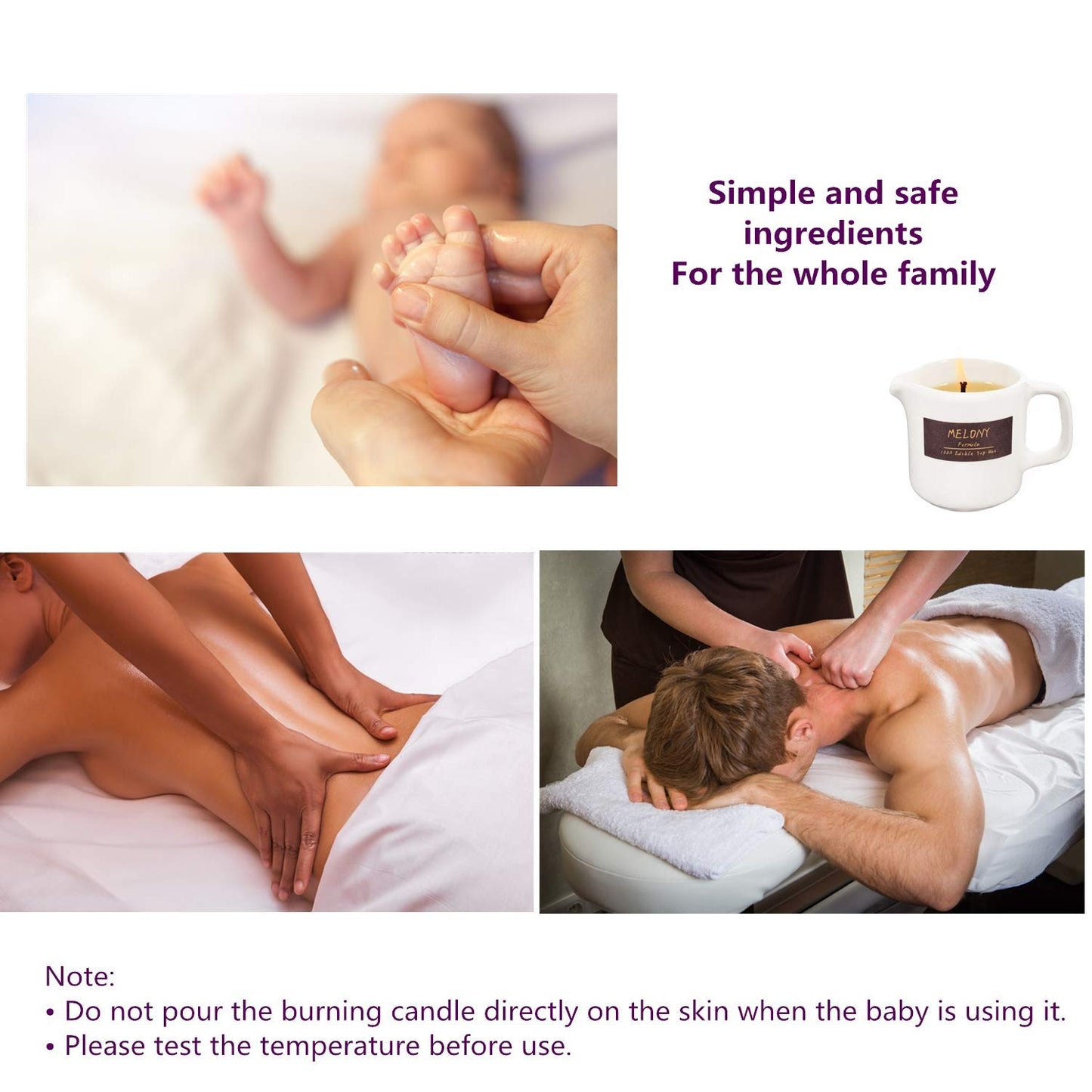 Melony Soy Massage Oil Candle – Coconut, 2.82 oz / 80 g