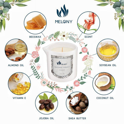 MELONY Soy Massage Oil Candle | Coconut | 8.1oz / 230g | Intensive Skin Treatment