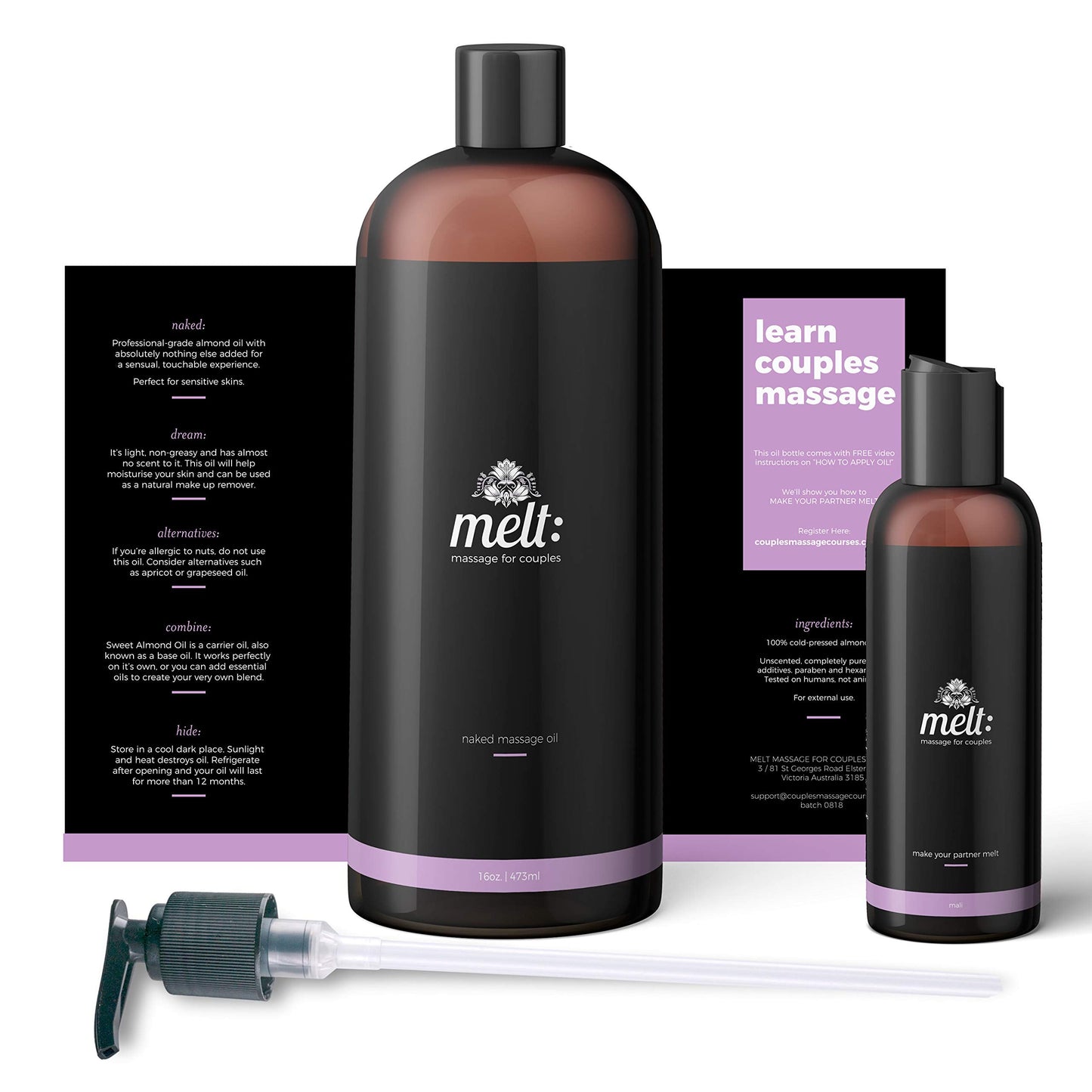 Melt Sensual Massage Oil - Relaxing Therapeutic Sweet Almond Oil (16oz)