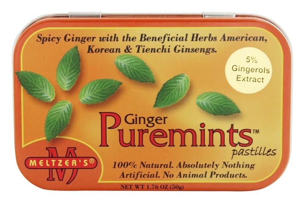 Meltzer's Puremints Ginger - 1.76 oz | Real Ginger Pastilles, 100% Natural
