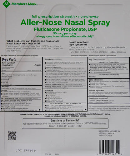 Members Mark Aller-Nose Fluticasone Propionate Nasal Spray 50 mcg - 3.72 FL OZ