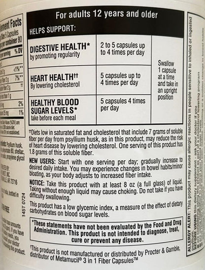 Member's Mark Fiber Capsules 2-Pack (400 Count) – Fiber Supplement