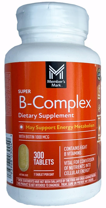 Members Mark Super B-Complex Dietary Supplement (300 Count) | 1000 mcg Biotin