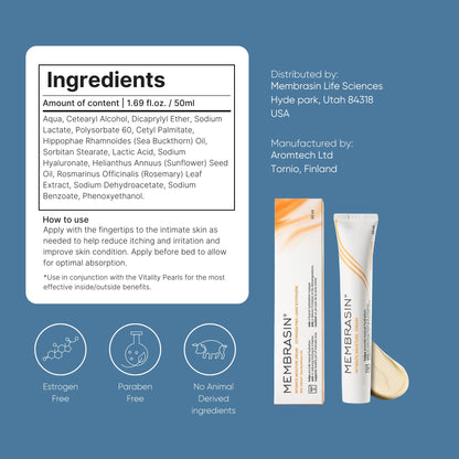 Membrasin Vaginal Moisture Cream with Hyaluronic Acid — Hormone-Free, Plant-Based (50 ml)