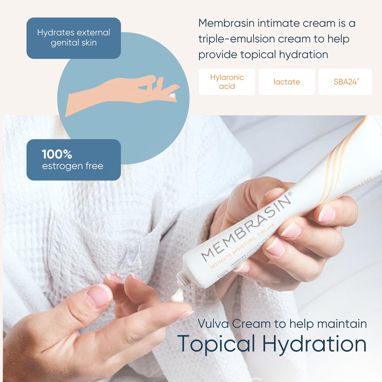 Membrasin Vaginal Moisture Cream with Hyaluronic Acid — Hormone-Free, Plant-Based (50 ml)