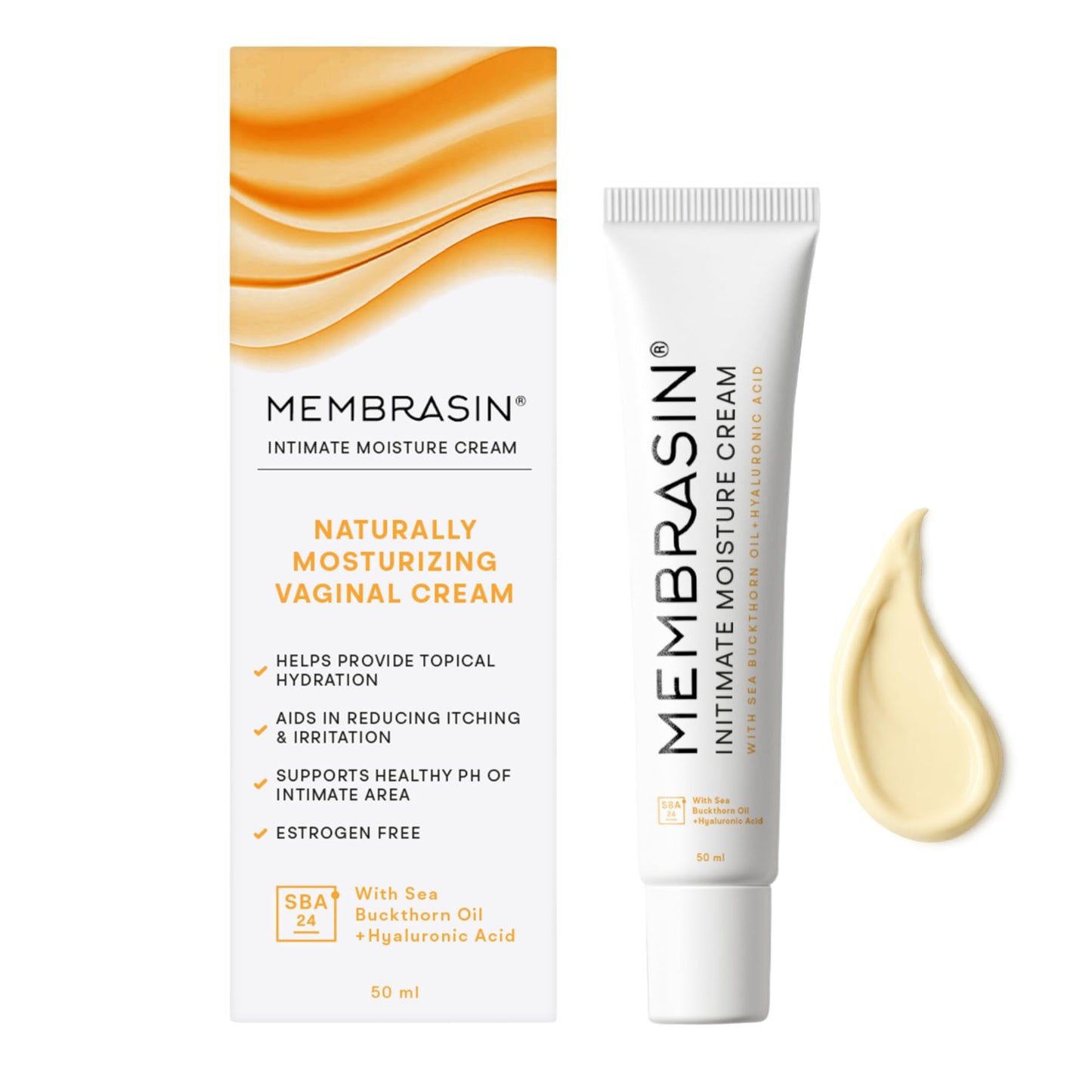 Membrasin Vaginal Moisture Cream with Hyaluronic Acid — Hormone-Free, Plant-Based (50 ml)