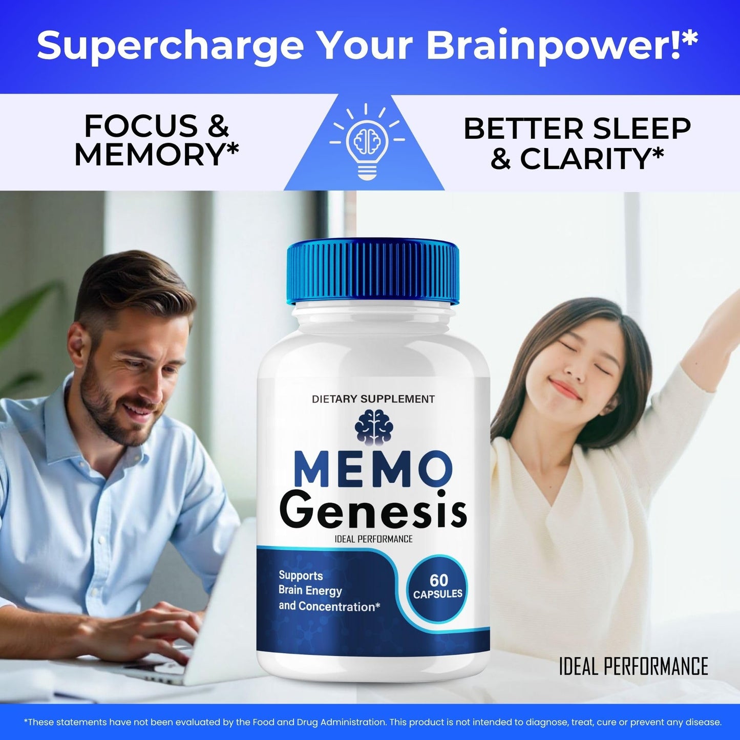 Memo Genesis Capsules | Official Brain & Memory Nootropic Supplement (60 Capsules)