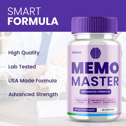 (3 Pack) Memo Master Capsules – Memo Mastery Memory Pills for Focus & Clarity (180 Count)