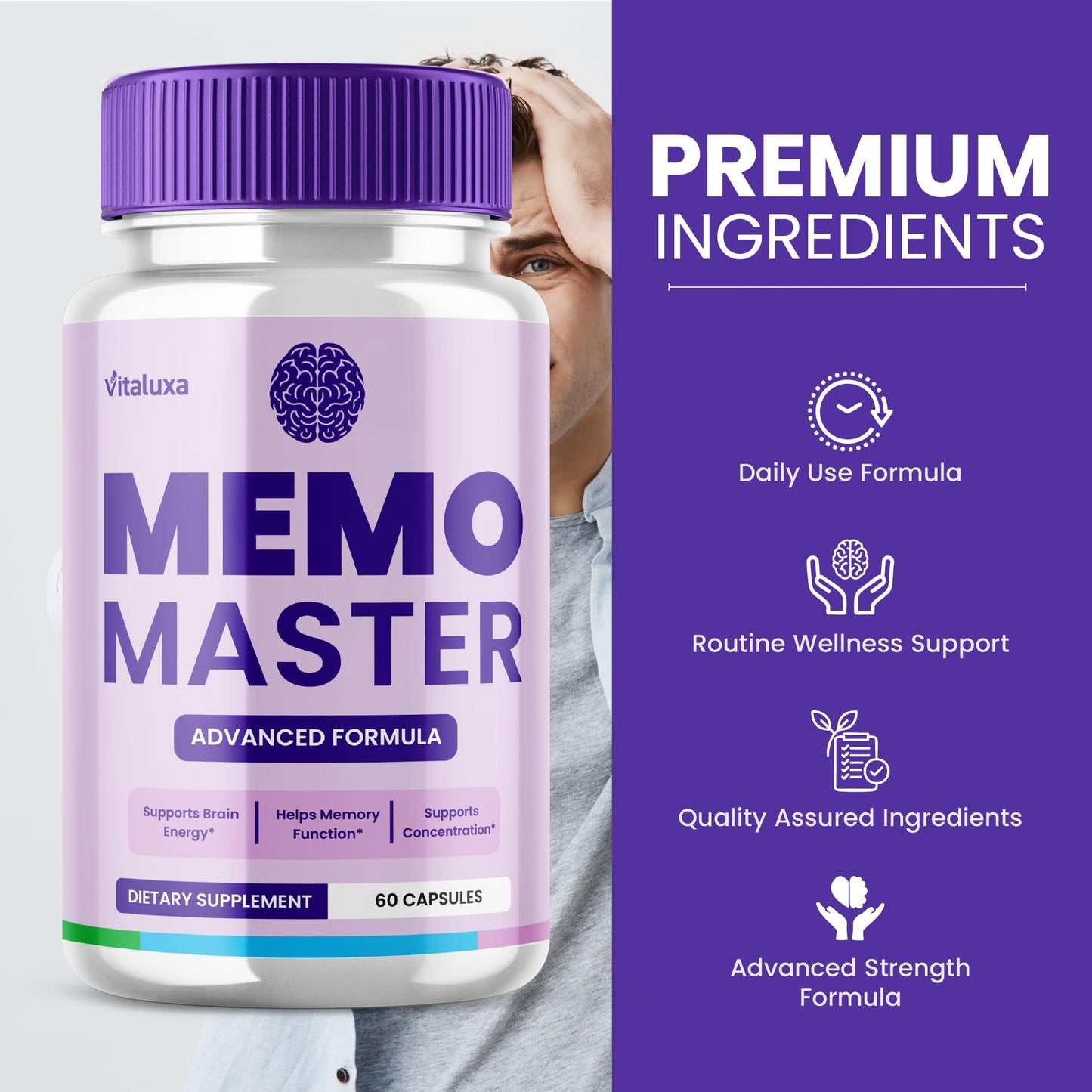 (3 Pack) Memo Master Capsules – Memo Mastery Memory Pills for Focus & Clarity (180 Count)