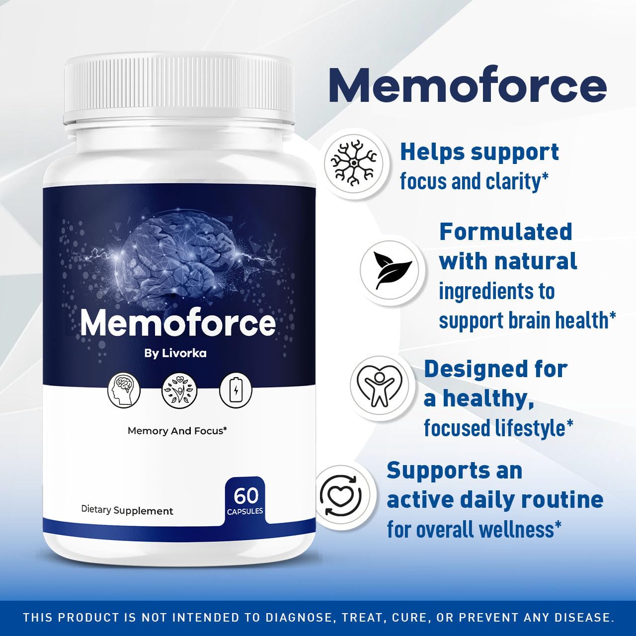 (3 Pack) Memoforce Brain Supplement – Premium Formula, 180 Capsules, 3 Months