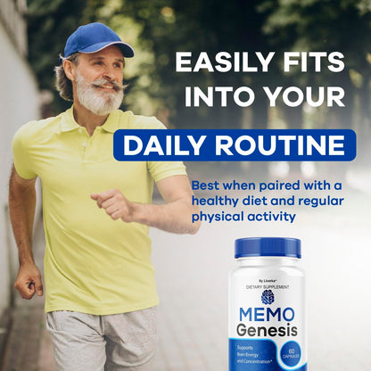 (2 Pack) Memo Genesis Capsules – Brain Health Daily Support, Natural Advanced Formula, 120 Capsules