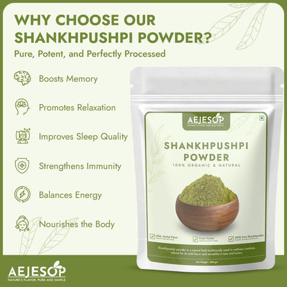 AEJESOP Shankhpushpi Powder – Memory Booster & Digestive Support Tea, 7oz (200g)