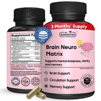Memory & Focus Nootropic – Brain Matrix with Ginkgo Biloba & Huperzine A | Vegan, Caffeine-Free