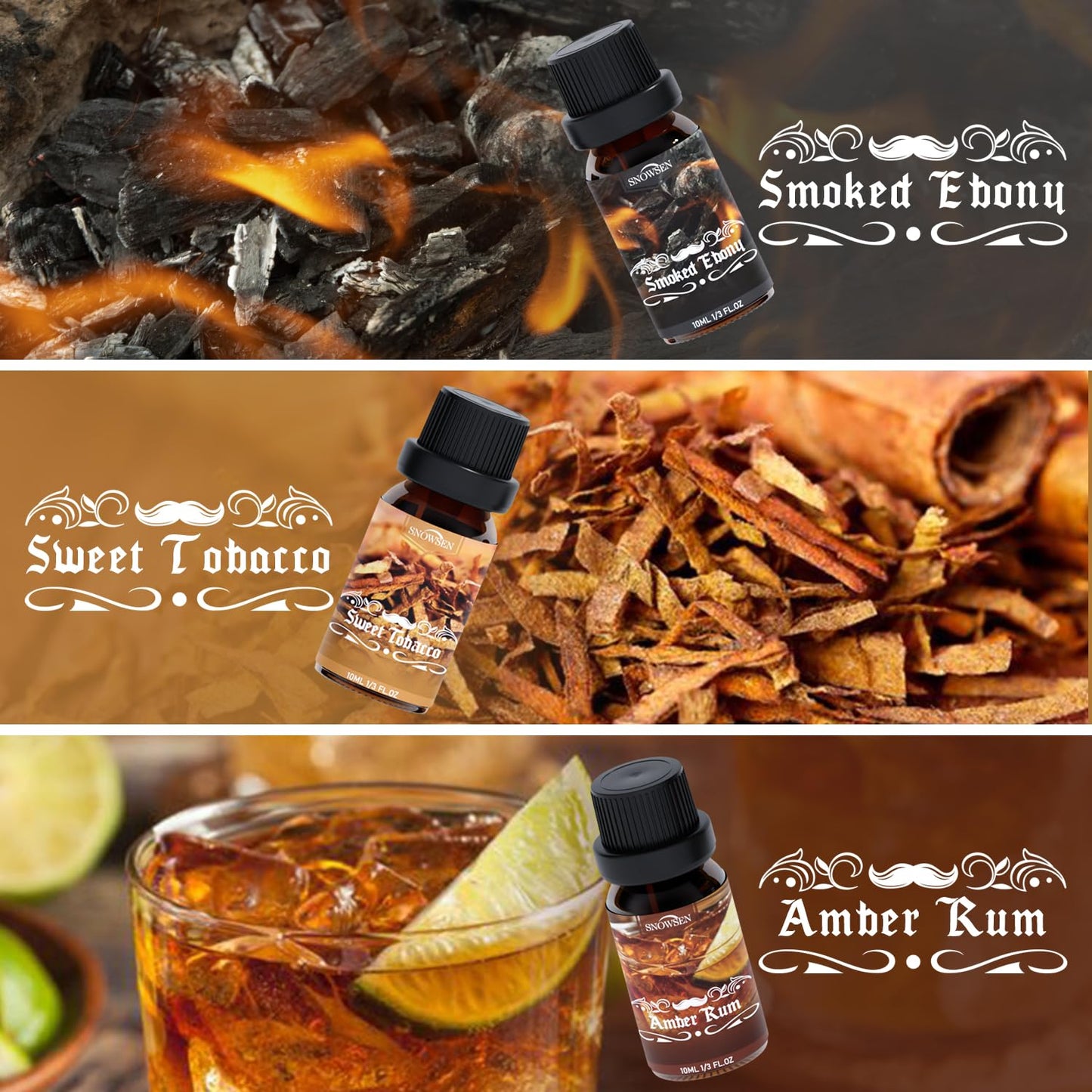 Men Diffuser Oils Gift Set | SNOWSEN Gentlemen's Essential Oils for Home Diffusers