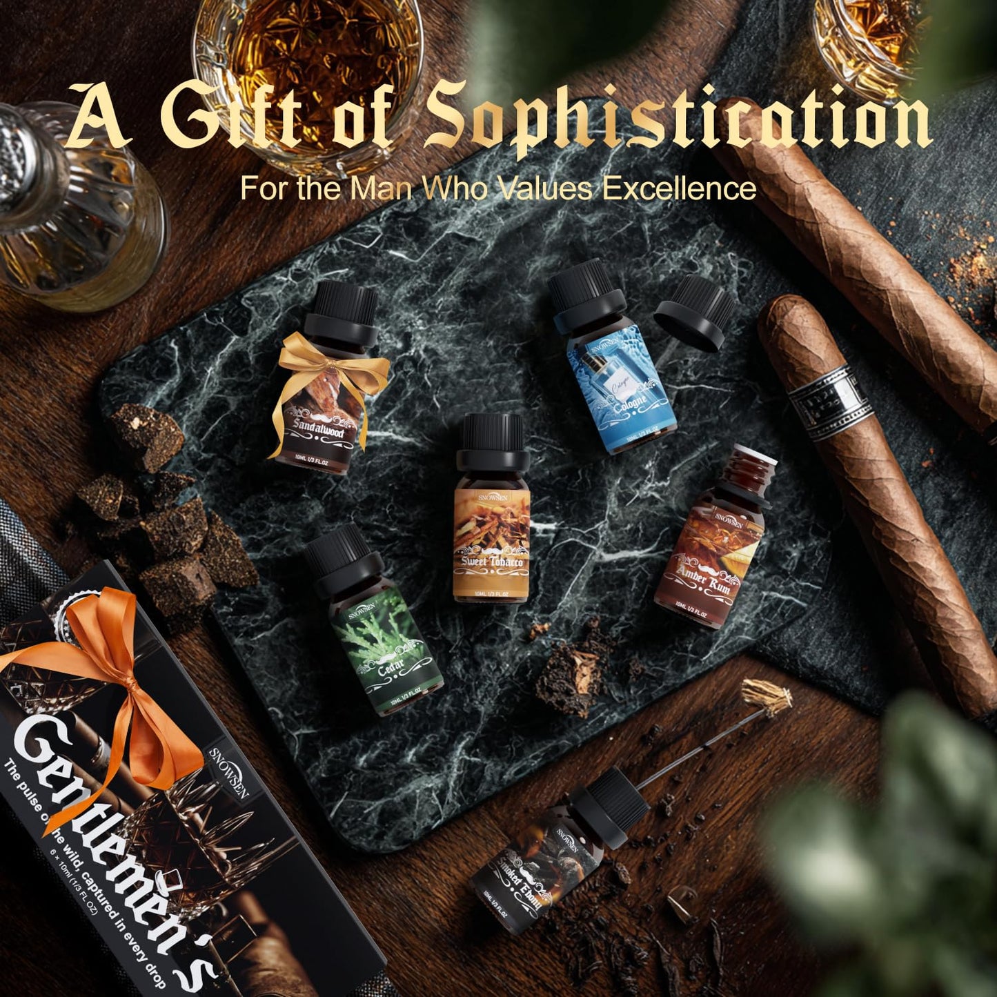 Men Diffuser Oils Gift Set | SNOWSEN Gentlemen's Essential Oils for Home Diffusers