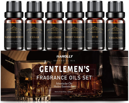 Men's Essential Oils Set – 6x10ml Aromatherapy Oils for Diffuser