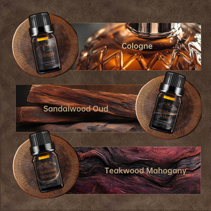 Men Essential Oils Set – 6 Premium Fragrance Oils for Diffusers, Candles & Aromatherapy | Gift Set for Men