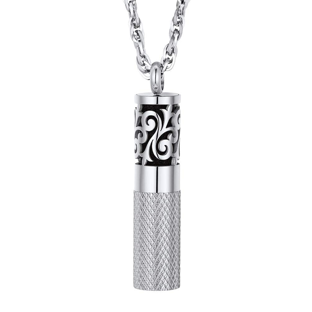 Men Perfume Locket Diffuser Necklace - Stainless Steel Pendant