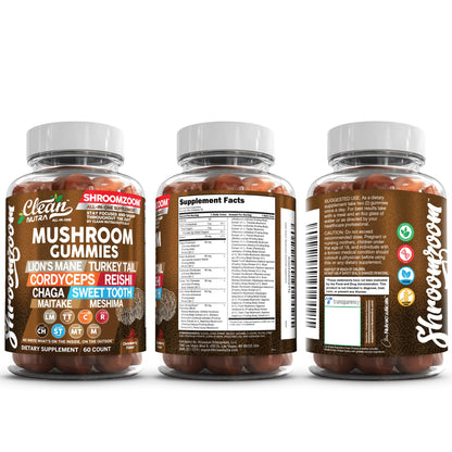 15-in-1 Mushroom Gummies with Lion's Mane, Turkey Tail & More | Immune Support for Men & Women | Clean Nutra