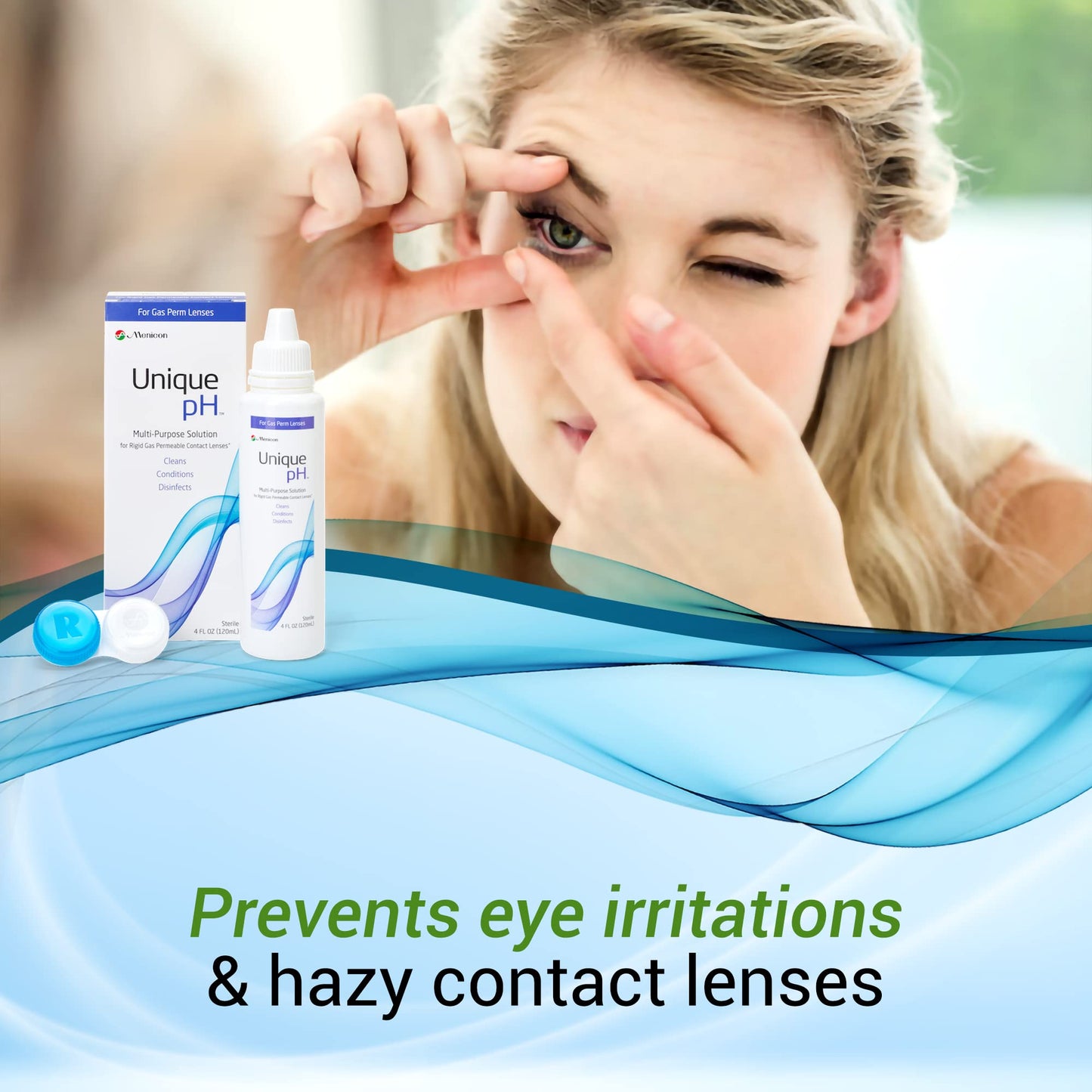 Menicon Unique pH Multi-Purpose Contact Lens Solution with Lens Case – 4 fl oz