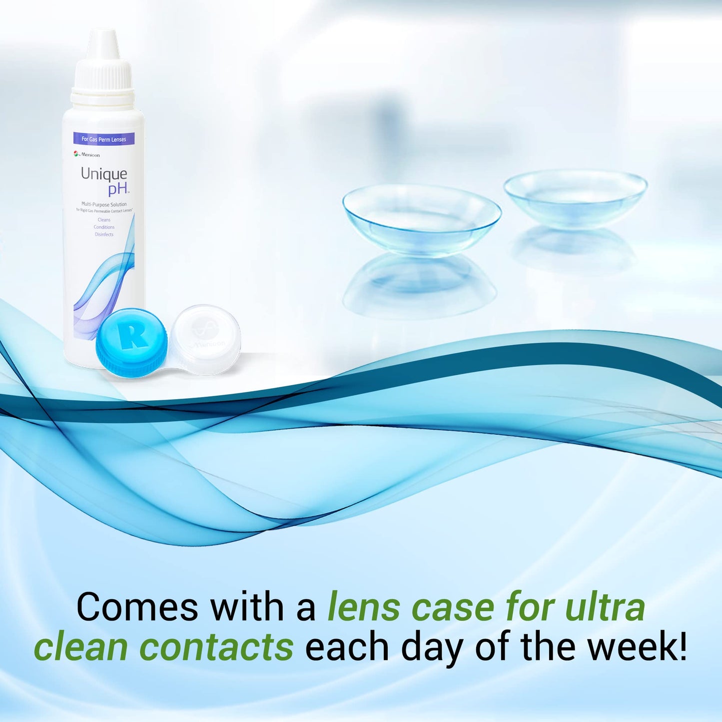 Menicon Unique pH Multi-Purpose Contact Lens Solution with Lens Case – 4 fl oz