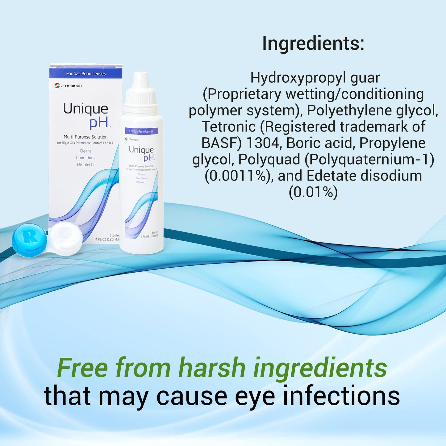 Menicon Unique pH Multi-Purpose Contact Lens Solution with Lens Case – 4 fl oz