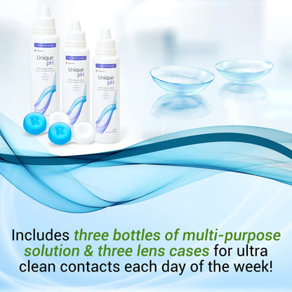 Menicon Unique pH Multi-Purpose Solution with RGP Lens Case - 4 Fl oz Each, 3 Pack
