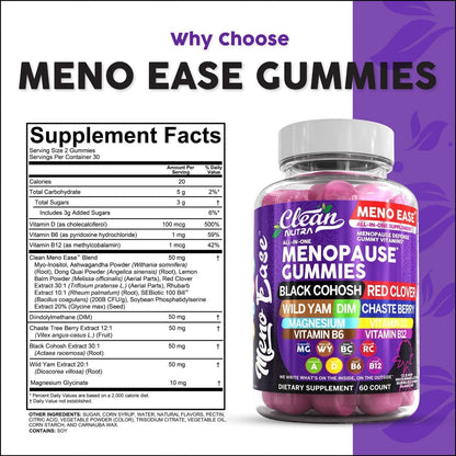 Menopause Supplement for Women Gummies with Black Cohosh, Wild Yam, DIM, Magnesium, Red Clover Chasteberry for Hormone Balance Relief Night Sweats Mood Plus Bergamot, Vitamin D3, Vitamin B6 B12