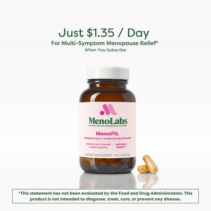 MENOLABS MenoFit: Menopause Probiotic | 60 Capsules for Gut Health, Hot Flashes & Energy