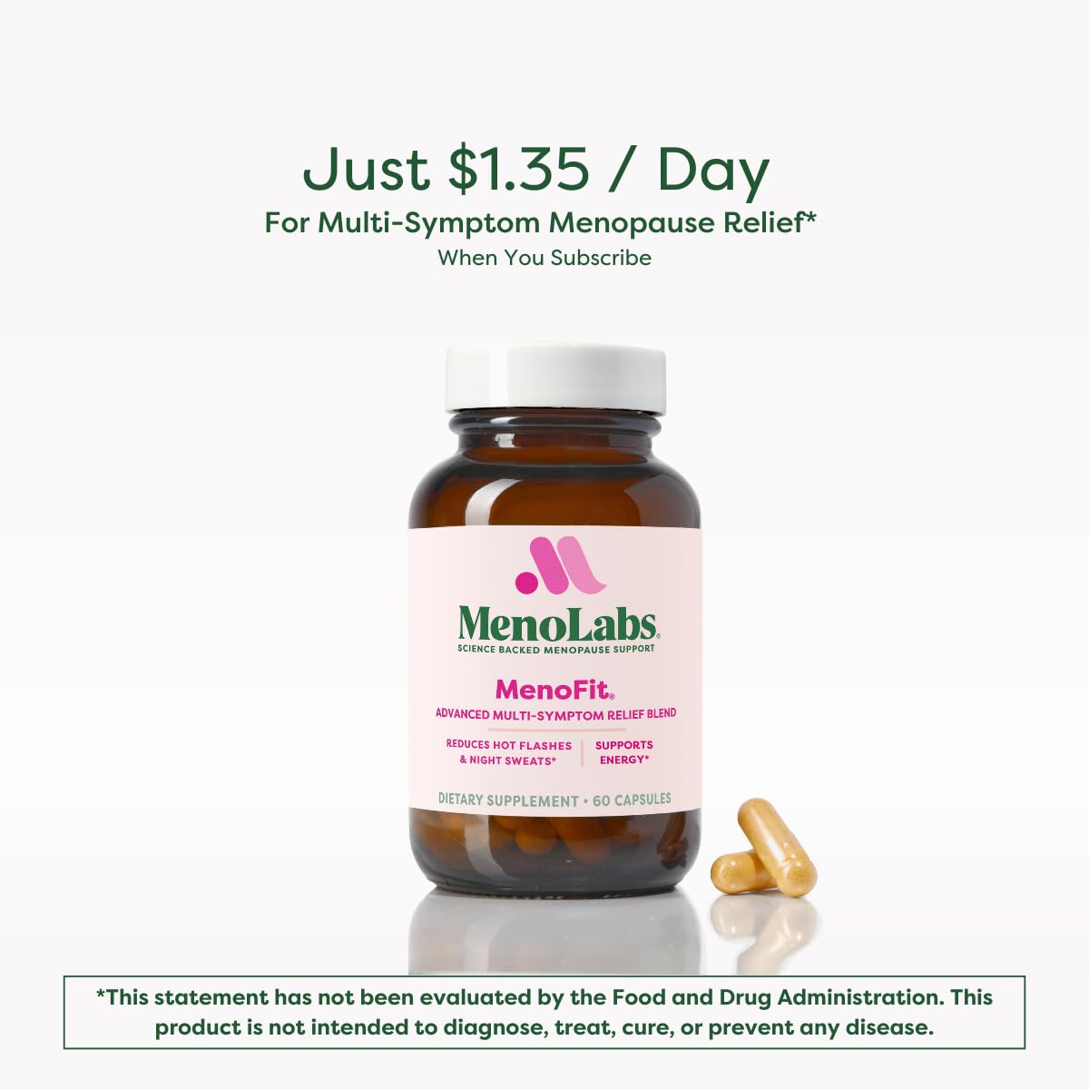 MENOLABS MenoFit: Menopause Probiotic | 60 Capsules for Gut Health, Hot Flashes & Energy