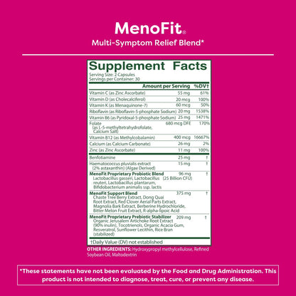 MENOLABS MenoFit: Menopause Probiotic | 60 Capsules for Gut Health, Hot Flashes & Energy