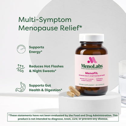MENOLABS MenoFit: Menopause Probiotic | 60 Capsules for Gut Health, Hot Flashes & Energy