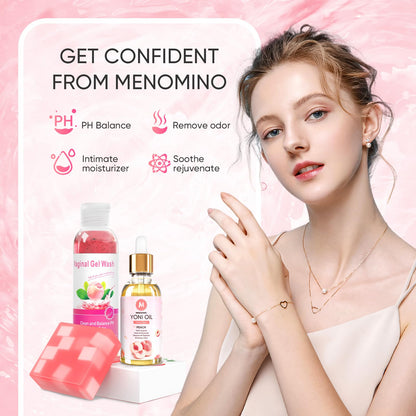 MENOMINO Feminine Wash, Yoni Bar & Yoni Oil for Women | pH Balanced, Peach