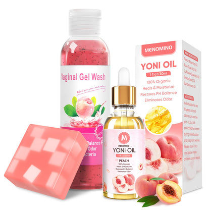 MENOMINO Feminine Wash, Yoni Bar & Yoni Oil for Women | pH Balanced, Peach